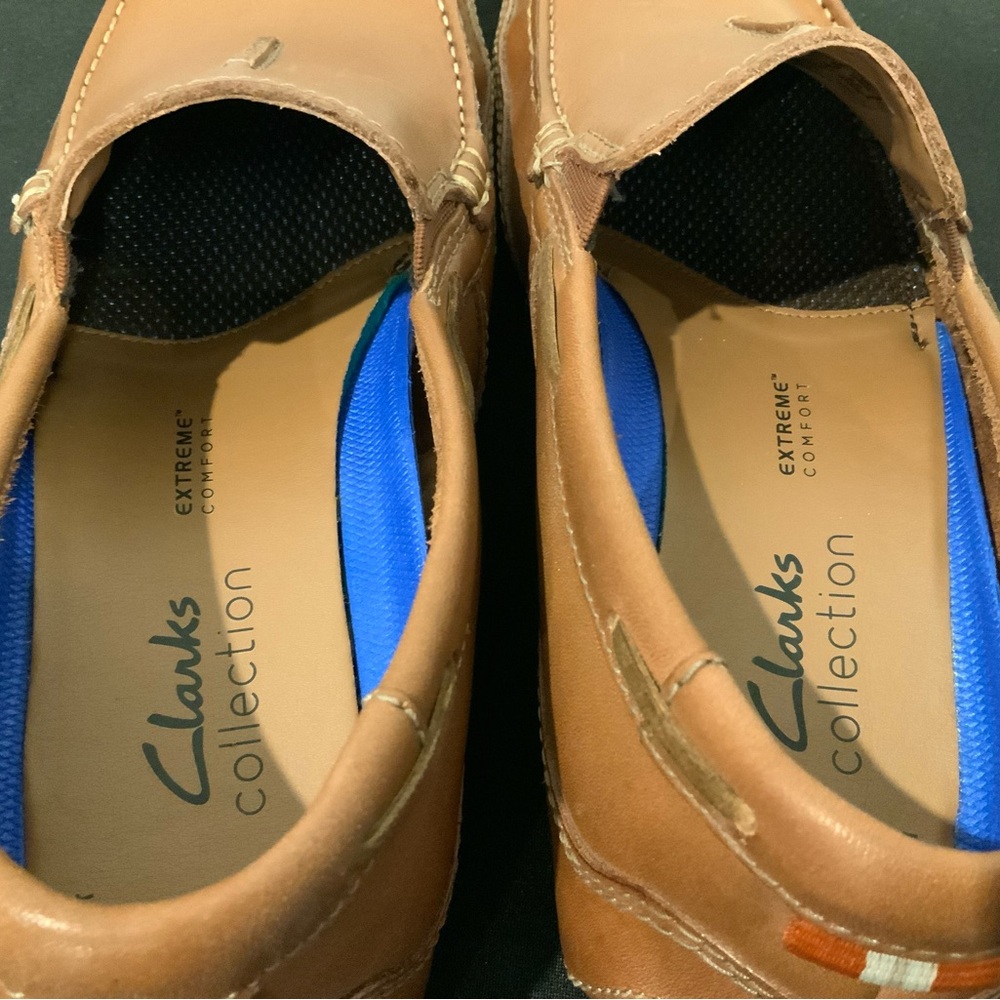 Clarks Light Brown Leather Slip-On Loafers - Picture 5 of 7